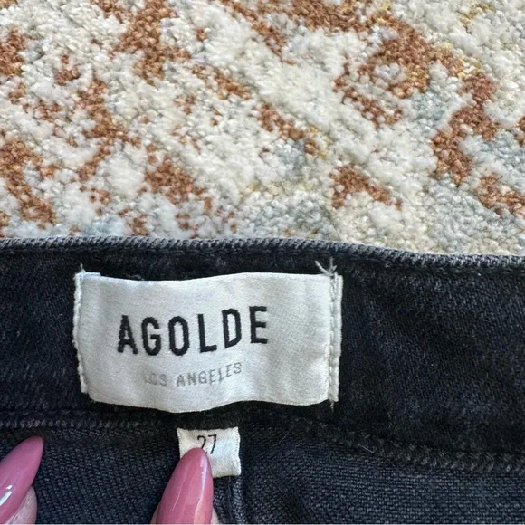 AGOLDE Sophie High Rise Distressed Black Skinny Jeans - Picture 7 of 14